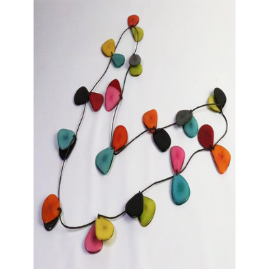 Multi-Color Organic TAGUA Necklace - butterfly slides, Mid-Century Modern - Corinne - Artisan Elegant