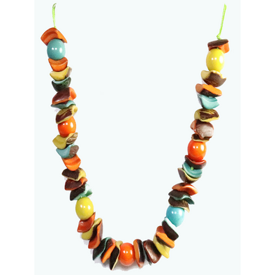 Multi-Color Organic TAGUA Necklace, Flat & Sphere, Mid-Century Modern - Las Escamas - Artisan Elegant