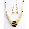 Bone, brown Organic TAGUA Necklace and Earrings Set - Single Strand, Mid-Century Modern - Le Collier - Artisan Elegant