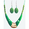 Forest Green Organic TAGUA Necklace and Earrings Set - Single Strand, Mid-Century Modern - Le Collier - Artisan Elegant