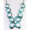 Turquoise Organic TAGUA Bib Necklace, Chained Strand - Mid-Century Modern - Vivienne - Artisan Elegant