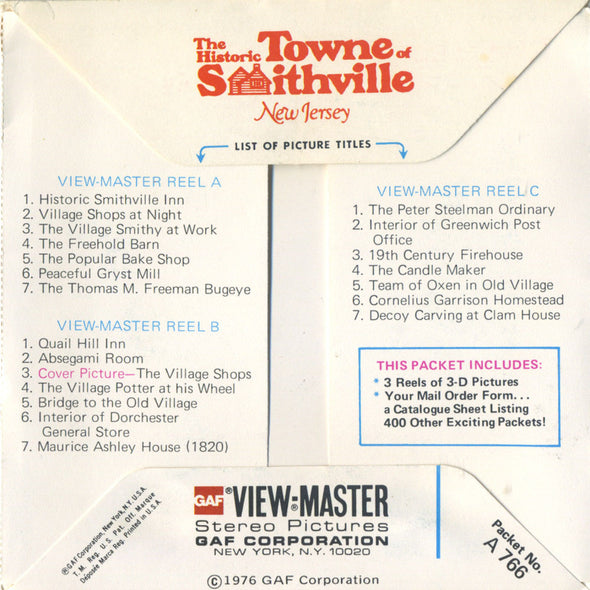 The Historic Towne of Smithville, New Jersey -  A766 - Vintage - 3 Reel Packet - 1970s views