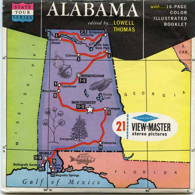 ViewMaster Alabama - Map Series -  A925 - Vintage  - 3 Reel Packet - 1960s Views