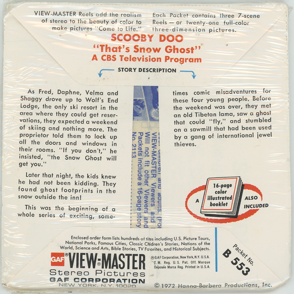Scooby Doo - View-Master 3 Reel Packet - 1970's  Vintage - ( B553-G5AMINT)