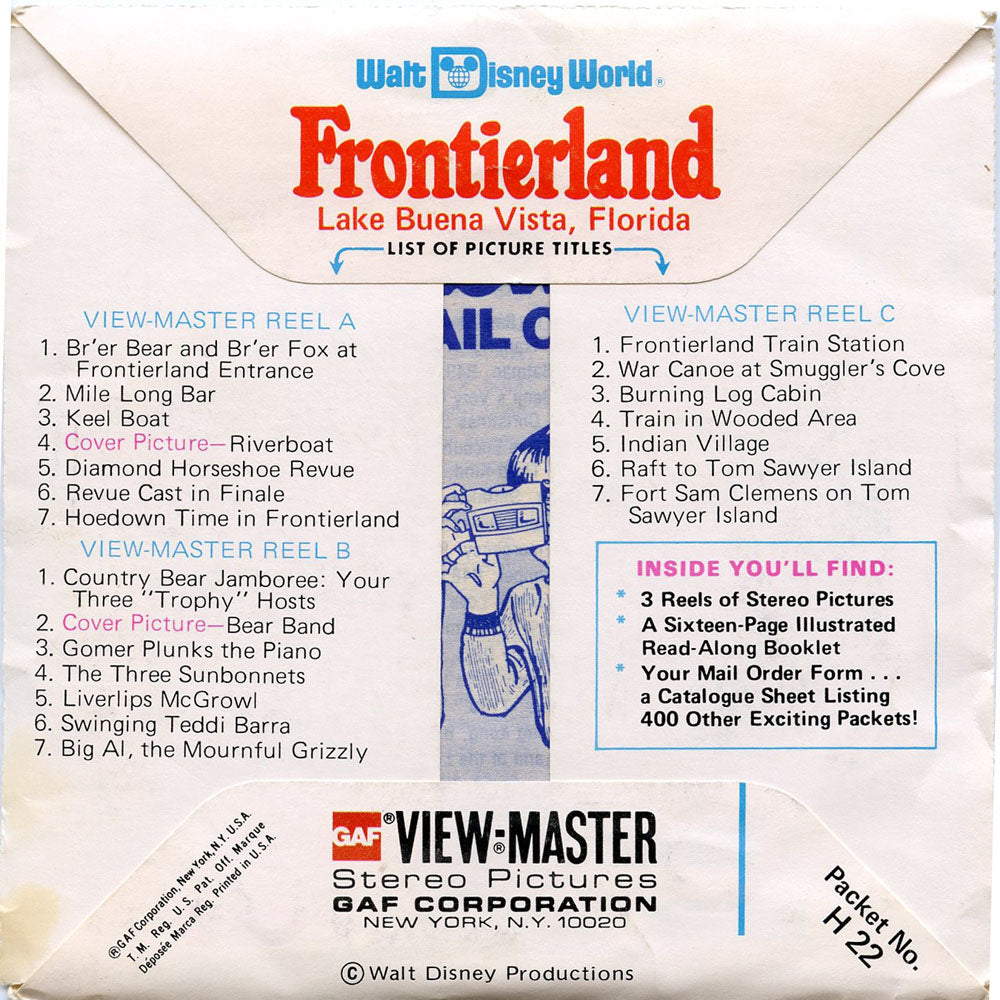 ViewMaster - Frontierland - Disneyland - Vintage - 3 Reel Packet - 196 –  worldwideslides