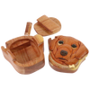 Dog Face Natural Exotic Wooden Puzzle Box, 4" x 4" x 2" Sliding Wooden Key Lock, Sliding Cover