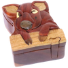 Pig Face Natural Exotic Wooden Puzzle Box, 3.5" x 4.5" x 2" Sliding Wooden Key Lock, Sliding Cover