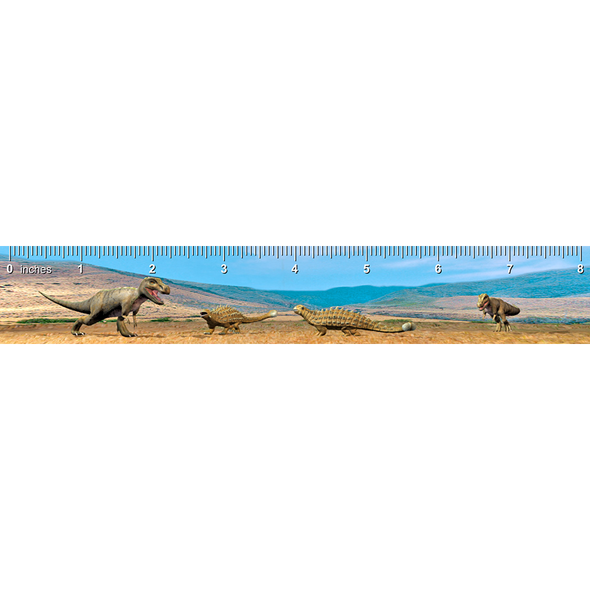 Ankylosaurs and Tyrannosaurus Rex - 3D Lenticular Bookmark Ruler