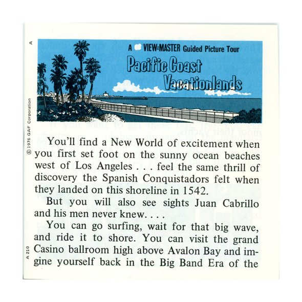 ViewMaster Pacific Coast Vacationlands - California - A210 - Vintage - 3 Reel Packet - 1977s Views