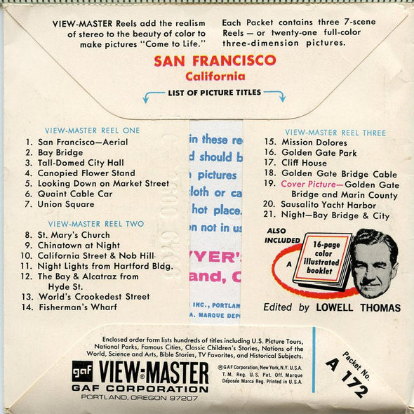 ViewMaster - San Francisco - A172 - Vintage - 3 Reel Packet - 1960s views