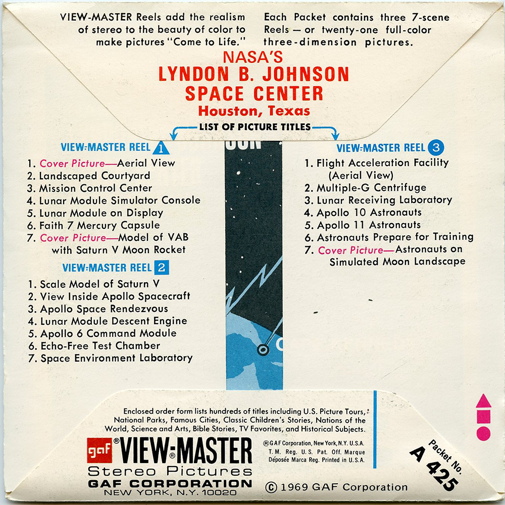 ViewMaster - NASA's Lyndon B Johnson Space Center- A425 - Vintage - 3 ...