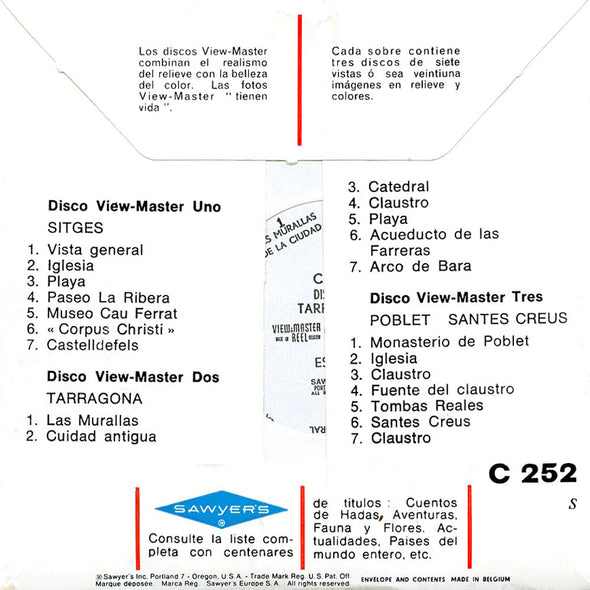 ViewMaster - Sitges Tarragona Poblet - C252 - Vintage - 3 Reel Packet - 1960s views