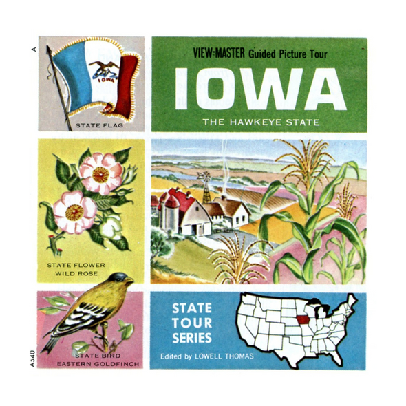IOWA - Map Series - A540 - Vintage Classic View-Master 3 Reel Packet - 1960's views