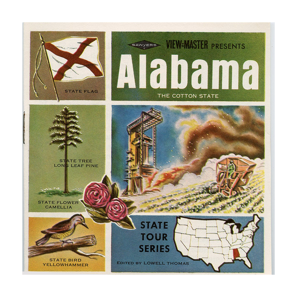 ViewMaster ALABAMA - Map Series -  A925 - Vintage - 3 Reel Packet - 1960s Views