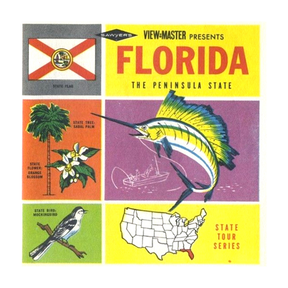 ViewMaster - Florida - Map Series - A960 - Vintage  - 3 Reel Packet - 1960s Views