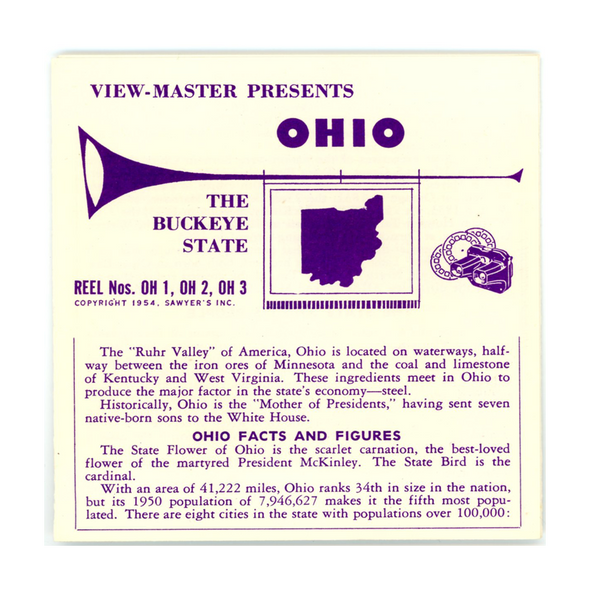 ViewMaster - Ohio - Vacationland Series - Vintage - 3 Reel Packet - 1950s views