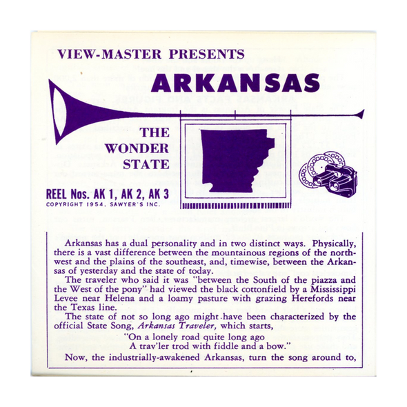 ViewMaster Arkansas State - Vintage - 3 Reel Packet - 1950s Views
