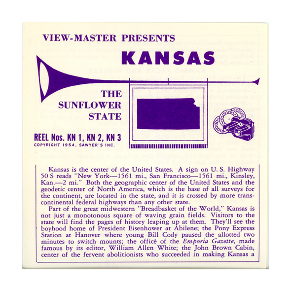 ViewMaster - Kansas - 1st series -  Vintage - 3 Reel Packet - 1950s Views
