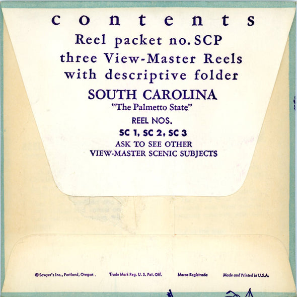 ViewMaster - South Carolina - Vintage -  3 Reel Packet - 1950s views