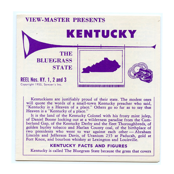 ViewMaster - Kentucky - Vintage - 3 Reel Packet - 1950's views