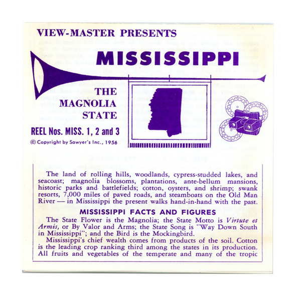ViewMaster - Mississippi - Vacationland Series - Vintage - 3 Reel Packet - 1950s views