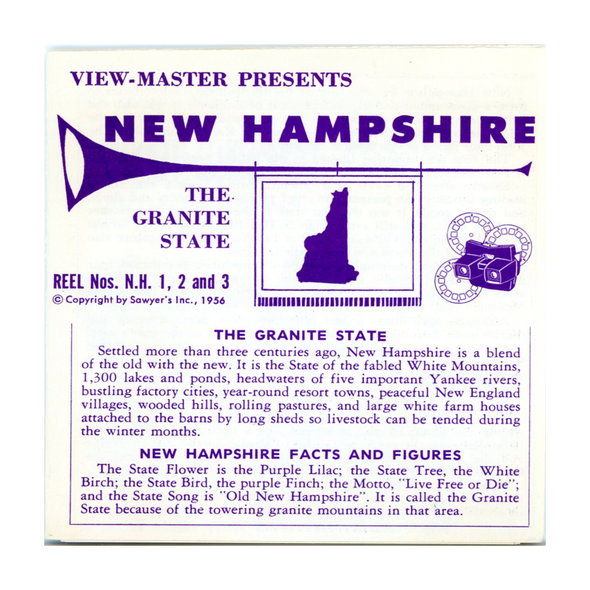 ViewMaster - New Hampshire - Vacationland Series - Vintage - 3 Reel Packet - 1950s views