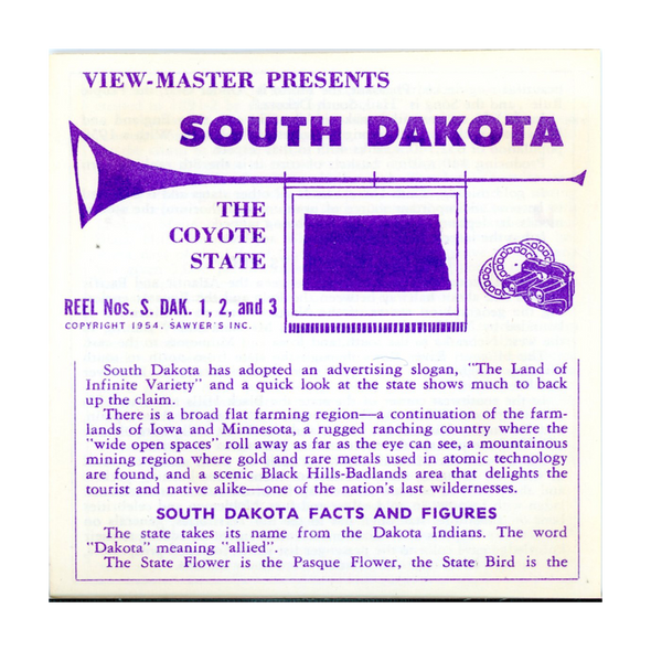 ViewMaster - North Dakota - Vacationland Series - Vintage -3 Reel Packet - 1950s views