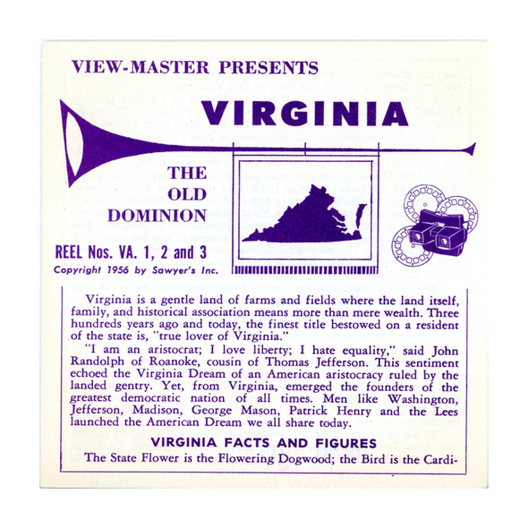 ViewMaster - Virginia - State - Vacationland Series - Vintage  -  3 Reel Packet - 1950s views