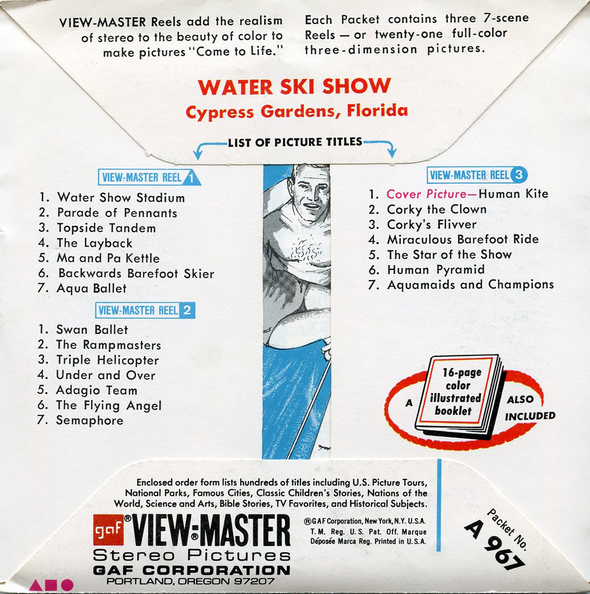 ViewMaster - Cypress Gardens - Water Ski Show - A967 - Vintage - 3 Reel Packet - 1960s Views