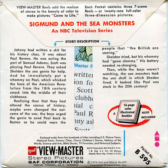 Sigmund And The Sea Monsters - B595 - Vintage Classic View-Master - 3 Reel Packet - 1970s views
