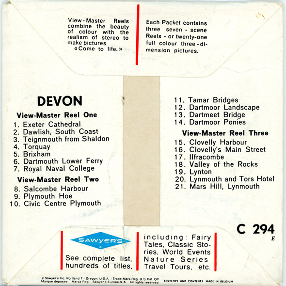 ViewMaster - Devon - C294 - Vintage - 3 Reel Packet - 1960s views