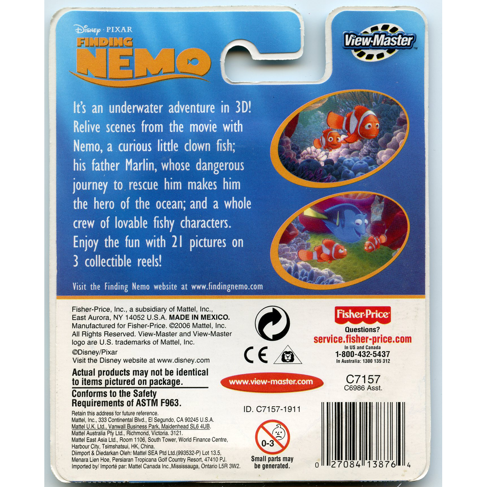 2004 FINDING NEMO Disney Pixar Mattel View-master 3 Reels C7157 -   Canada