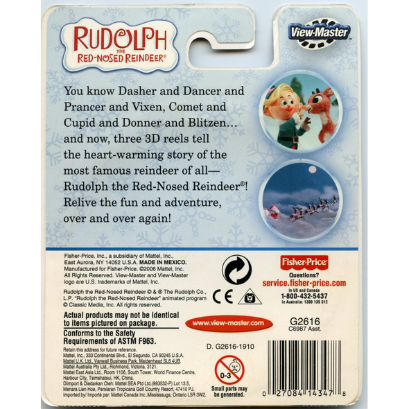 Rudolph - The Red  Nosed Reindeer - ViewMaster 3 Reels on Card