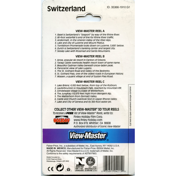 Historic Switzerland - ViewMaster 3 Reels on Card
