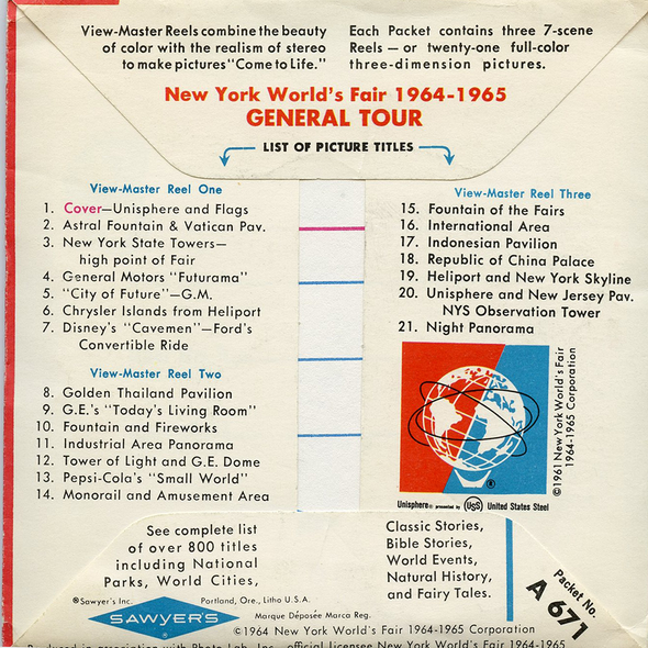 ViewMaster - General Tour - A671 - Vintage - 3 Reel Packet - 1960s Views