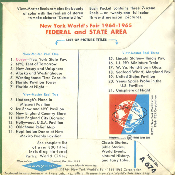 ViewMaster - Federal and State - Area - A674 - Vintage - 3 Reel Packet - 1960s Views