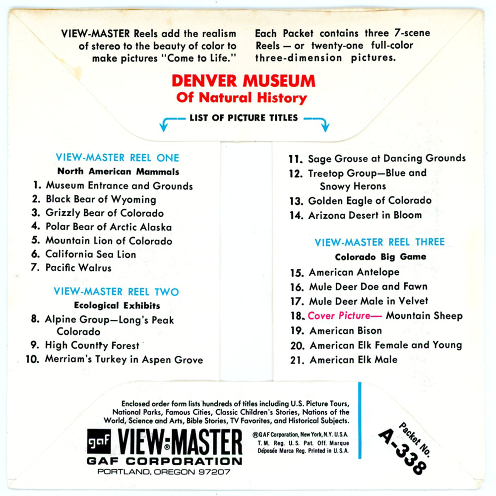 ViewMaster Denver Museum of Natural History A338 Vintage Classic