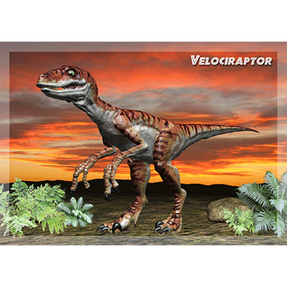 Velociraptor - Dinosaur - 3D Action Lenticular Postcard Greeting Card
