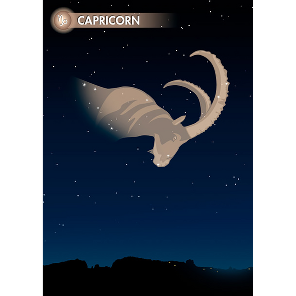 CAPRICORN - Zodiac Sign - 3D Action Lenticular Postcard Greeting Card - NEW