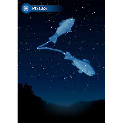 PISCES - Zodiac Sign - 3D Action Lenticular Postcard Greeting Card - NEW