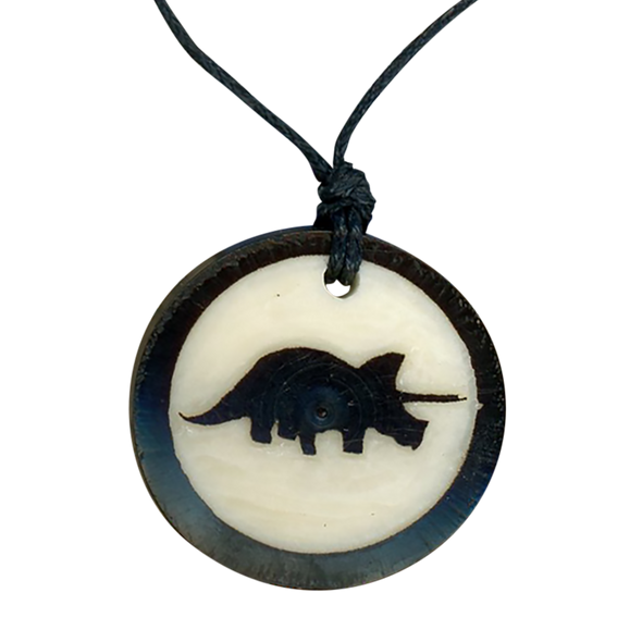 STEGOSAURUS - Pendant Tagua Medallion - Vegan, Organic - Native Design - Hand Made by women in Ecuador - Fair Trade - NEW