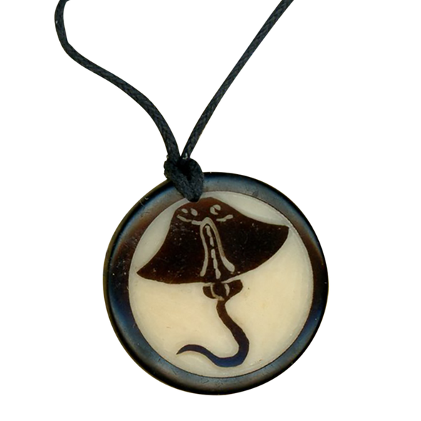 STINGRAY - Pendant Tagua Medallion - Vegan, Organic - Native Design - Hand Made by women in Ecuador - Fair Trade - NEW