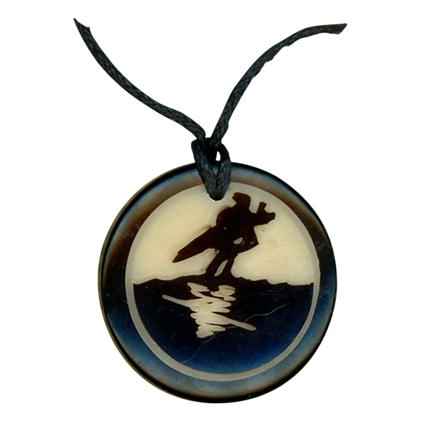 SURFER - Pendant Tagua Medallion - Vegan, Organic - Native Design - Hand Made by women in Ecuador - Fair Trade - NEW