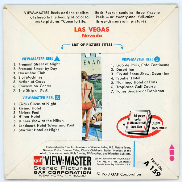 ViewMaster Las Vegas - A159 - Vintage - 3 Reel Packet - 1970s Views
