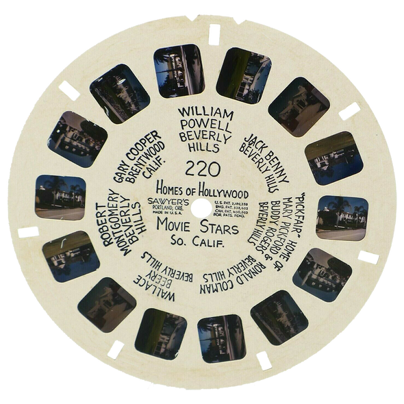 viewmaster hand-lettered reel movie stars homes