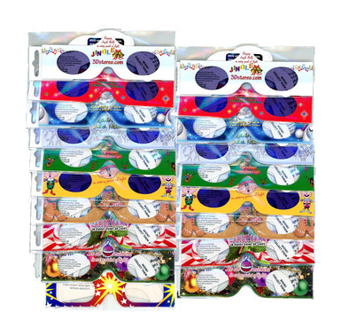 Christmas Glasses Holiday Eyes® - 22 Pairs - 14 Different Exclusive Styles - FOLDED